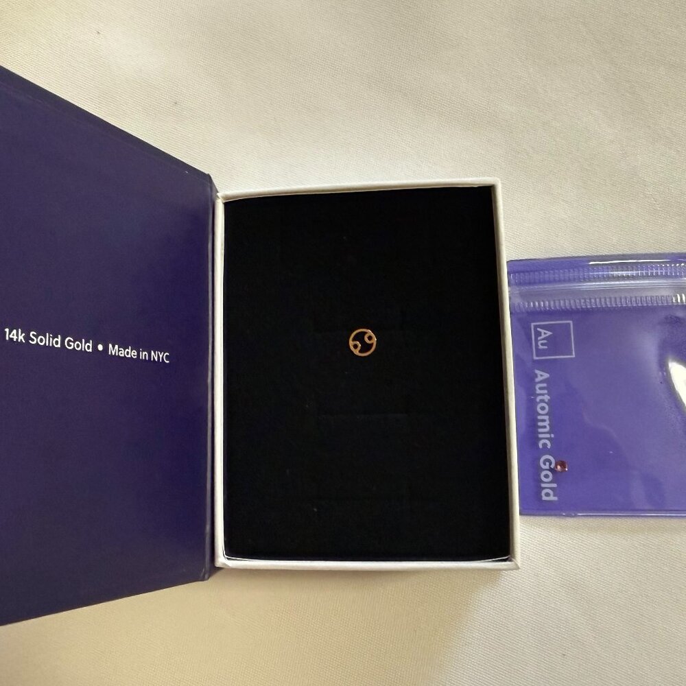 Automic 14k Rose Gold Astrology Cancer Stud Post Earring (extra back)